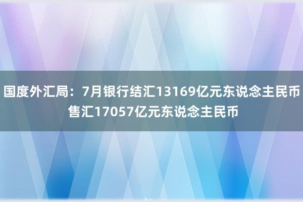 国度外汇局：7月银行结汇13169亿元东说念主民币 售汇17057亿元东说念主民币